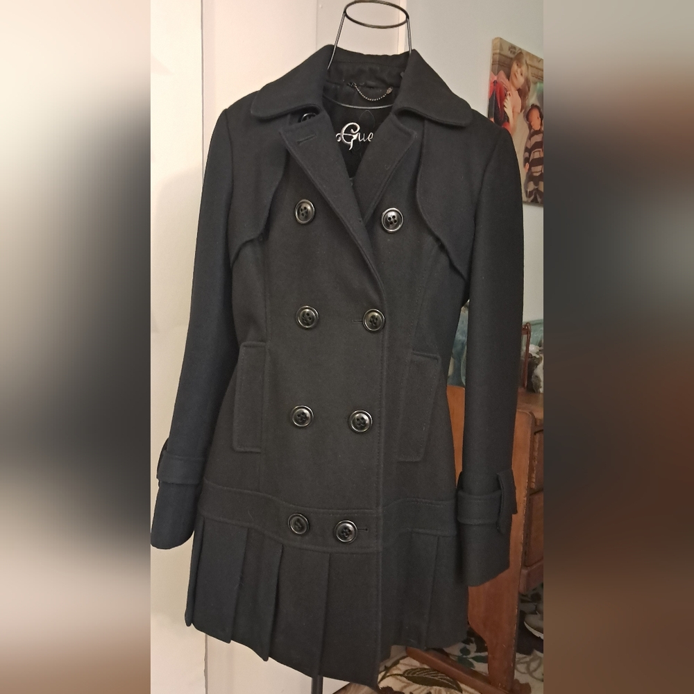 Guess bk wool pea coat Size m